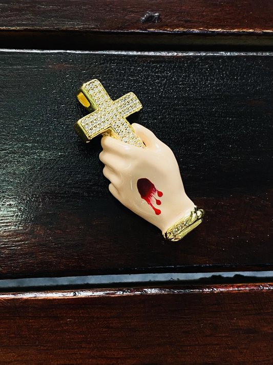 Holy Hand Diamond Cross Pendant