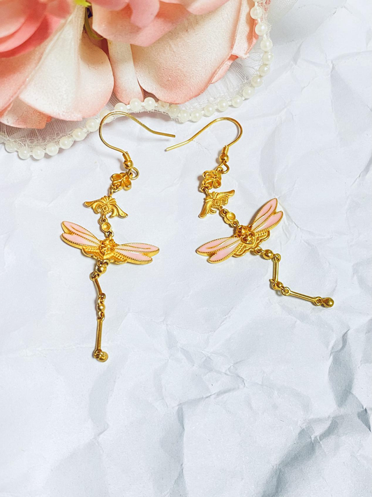 Butterfly Spring Garden Enamel Gilded Earrings
