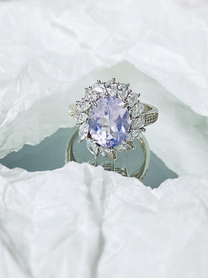 Lavender purple oval bezel ring