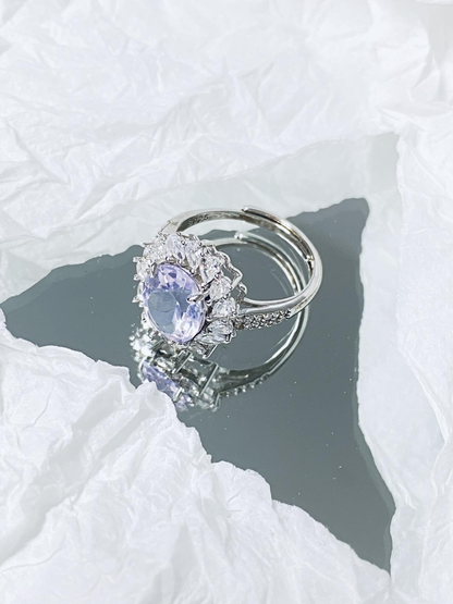 Lavender purple oval bezel ring