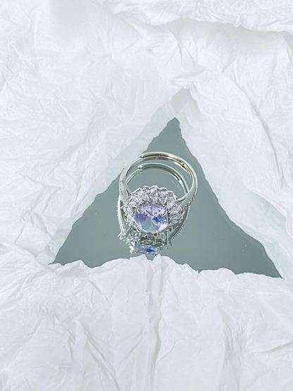 Lavender purple oval bezel ring