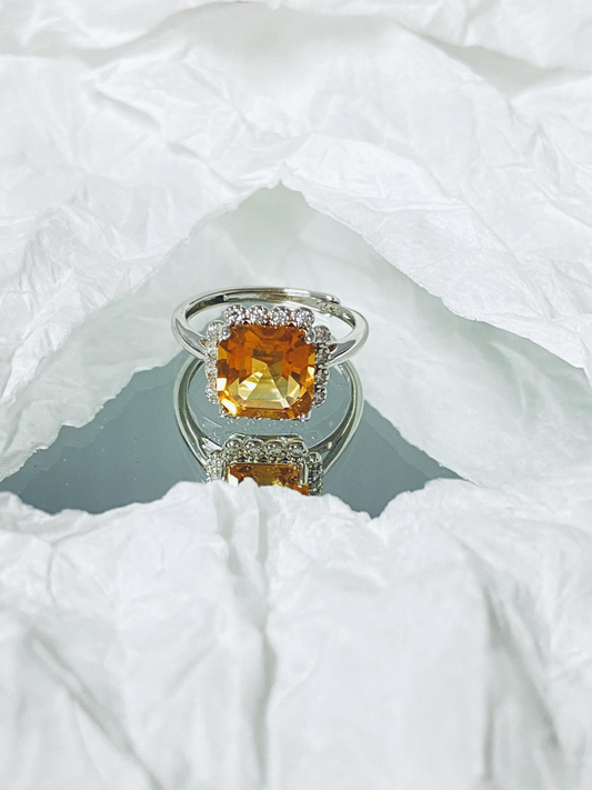 citrine cushion-shaped ring