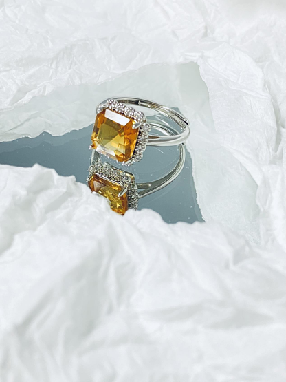 citrine cushion-shaped ring