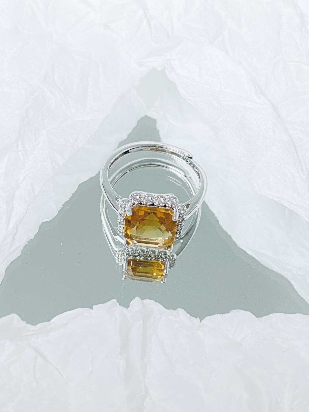 citrine cushion-shaped ring